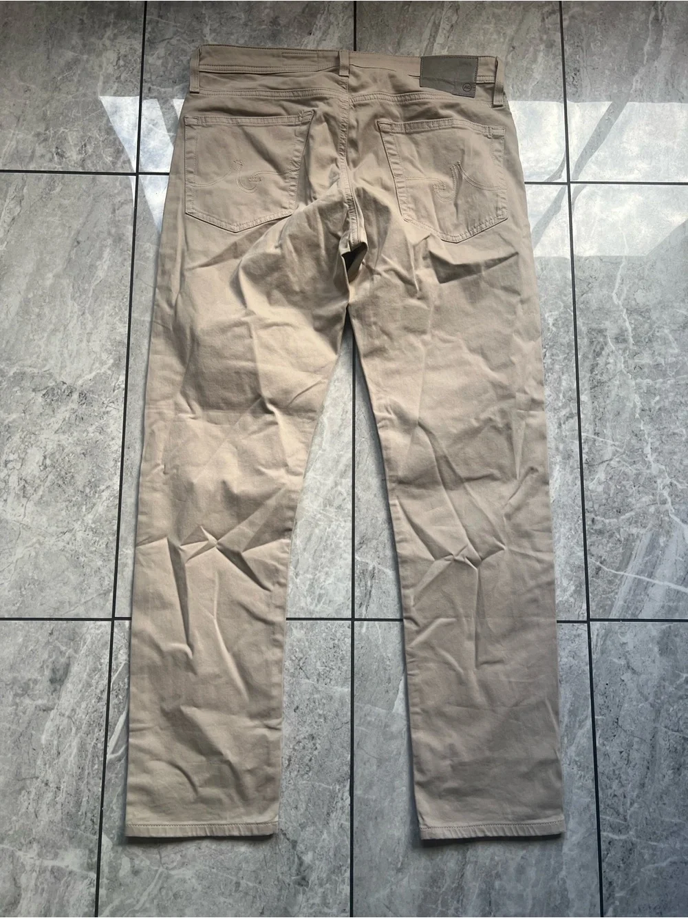 AG Adriano Goldschmied Tellis Modern Slim Pants Beige Khaki Italian Fabric 33x30